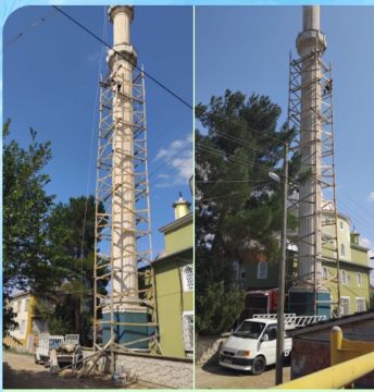 MİNAREYE İSKELEYİ KURUYORUZ.